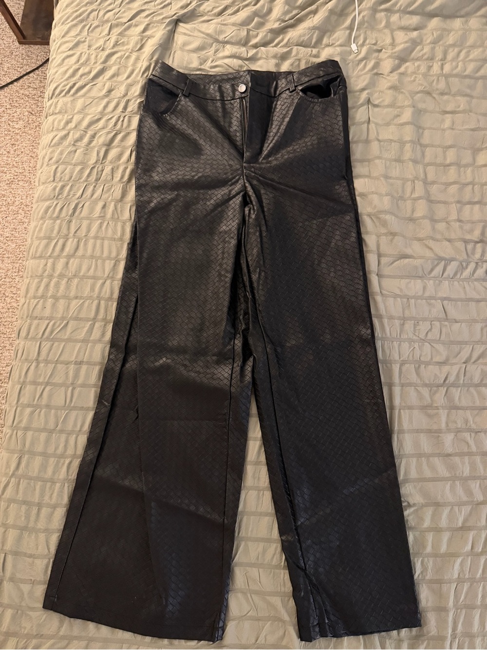 Zara Black Straight Leg Faux Leather Pants